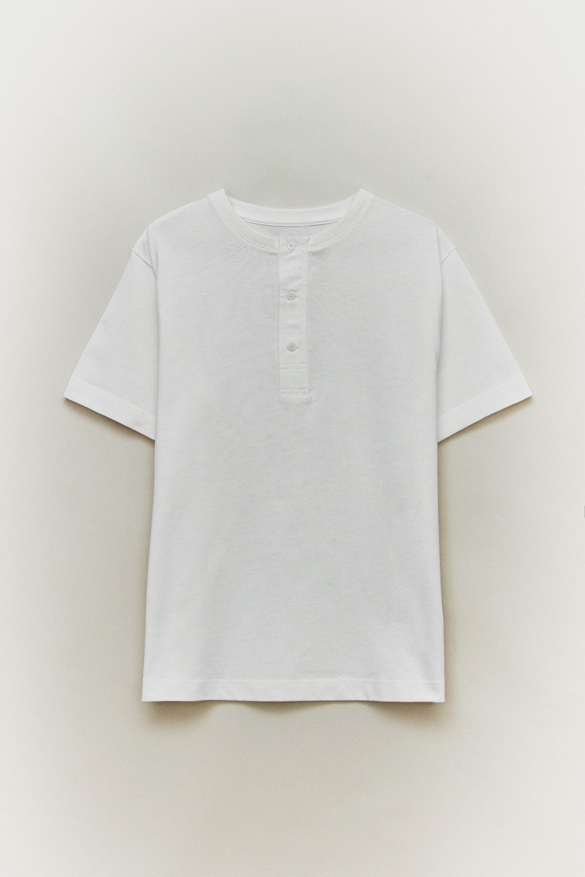BUTTON-UP COTTON T-SHIRT
